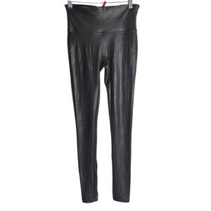 SPANX Faux Leather Black High-Waisted Leggings Womens S